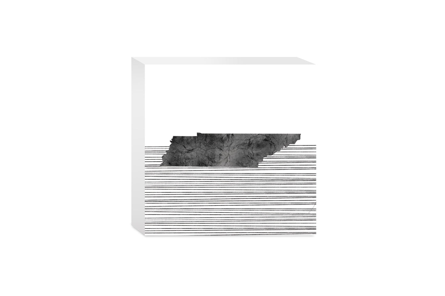 Minimalist B&W Tennessee State With Straight Lines | Wood Block | Eaches | Min 4