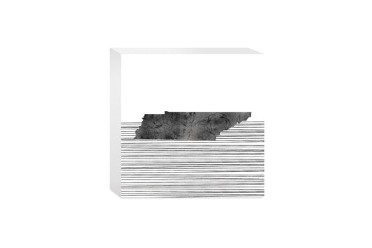 Minimalist B&W Tennessee State With Straight Lines | Wood Block | Eaches | Min 4