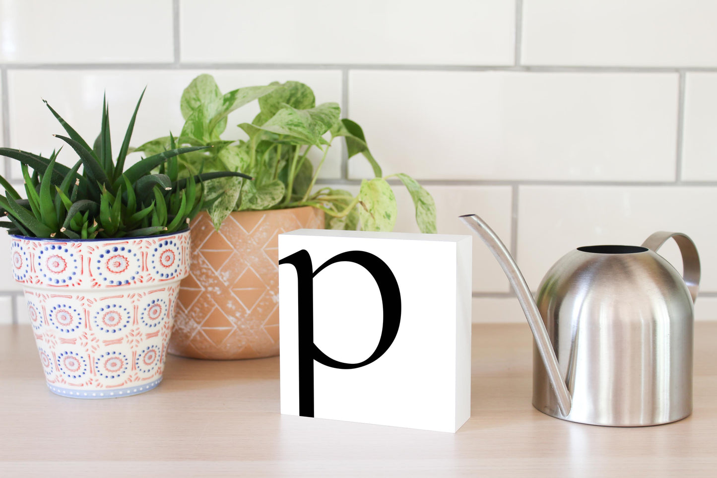 Minimal Monogram P | Wood Block | Eaches | Min 4