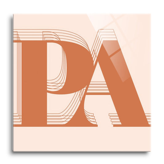 Modern Minimalist Pennsylvania Pa Initials Dark | Hi-Def Glass Art | Eaches | Min 1