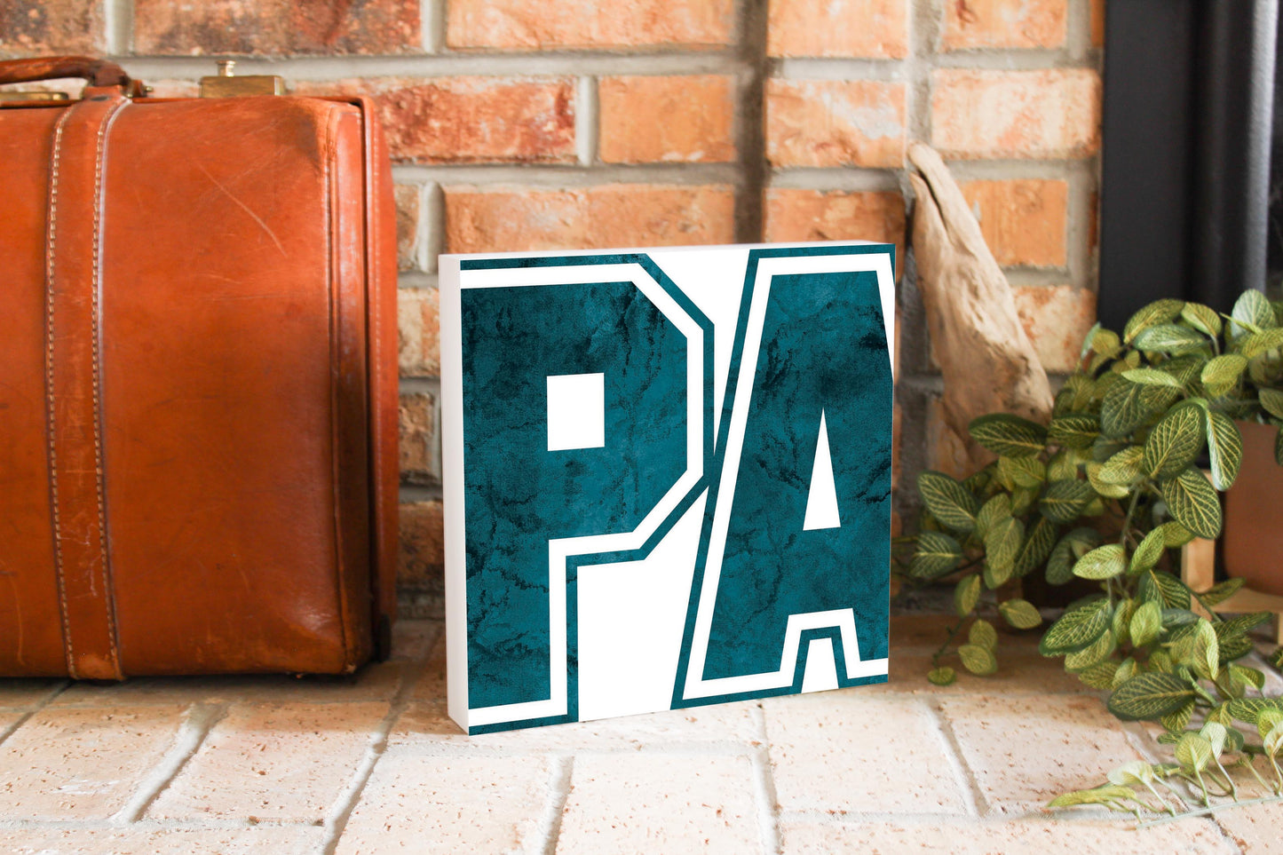 Modern Minimalist Pennsylvania White Initials | Wood Block | Eaches | Min 2