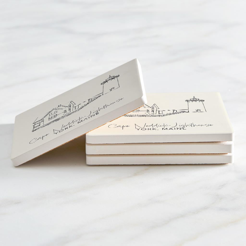 Cape Neddick Lighthouse | Absorbent Coasters | Set of 4 | Min 2