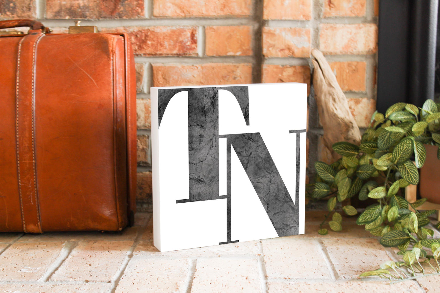 Minimalist B&W Tennessee White Initials | Wood Block | Eaches | Min 2