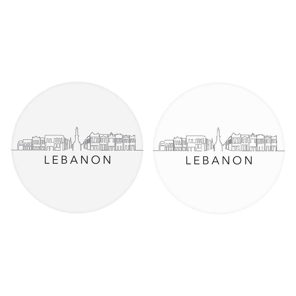 Minimalist B&W Tennessee Lebanon Skyline | Absorbent Car Coasters | Set of 2 | Min 4
