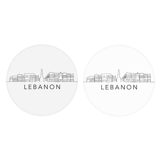 Minimalist B&W Tennessee Lebanon Skyline | Absorbent Car Coasters | Set of 2 | Min 4