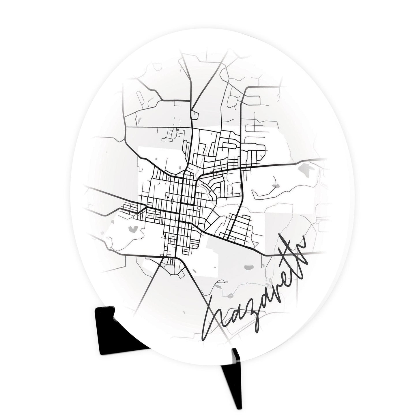 Minimalistic B&W Pennsylvania Nazareth Circle Map | Wood Sign | Eaches | Min 1