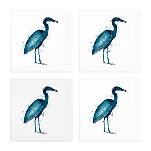 New England Water Color Heron | Absorbent Coasters | Set of 4 | Min 2