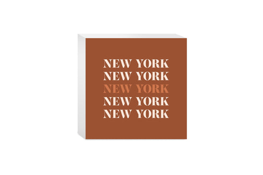 Modern Minimalist New York Repeated Dark | Wood Block | Eaches | Min 4