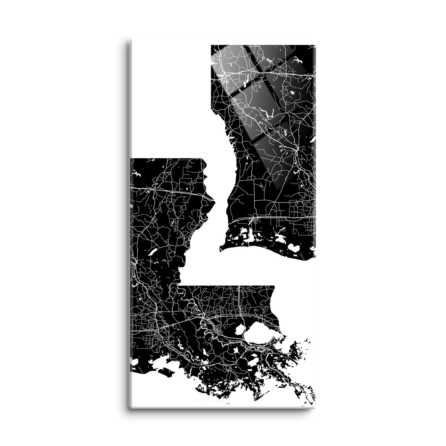 Modern Louisiana State Shape With Map | Hi-Def Glass Art | Eaches | Min 2