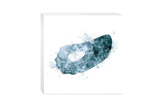 Blue White Water Color Oyster | Wood Block | Eaches | Min 2
