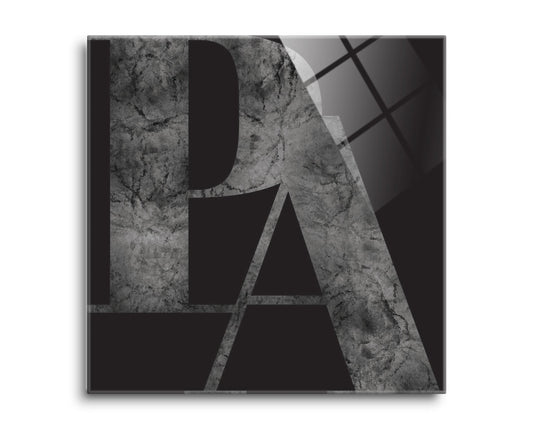 Minimalistic B&W Pennsylvania Black Initials | Hi-Def Glass Art | Eaches | Min 2