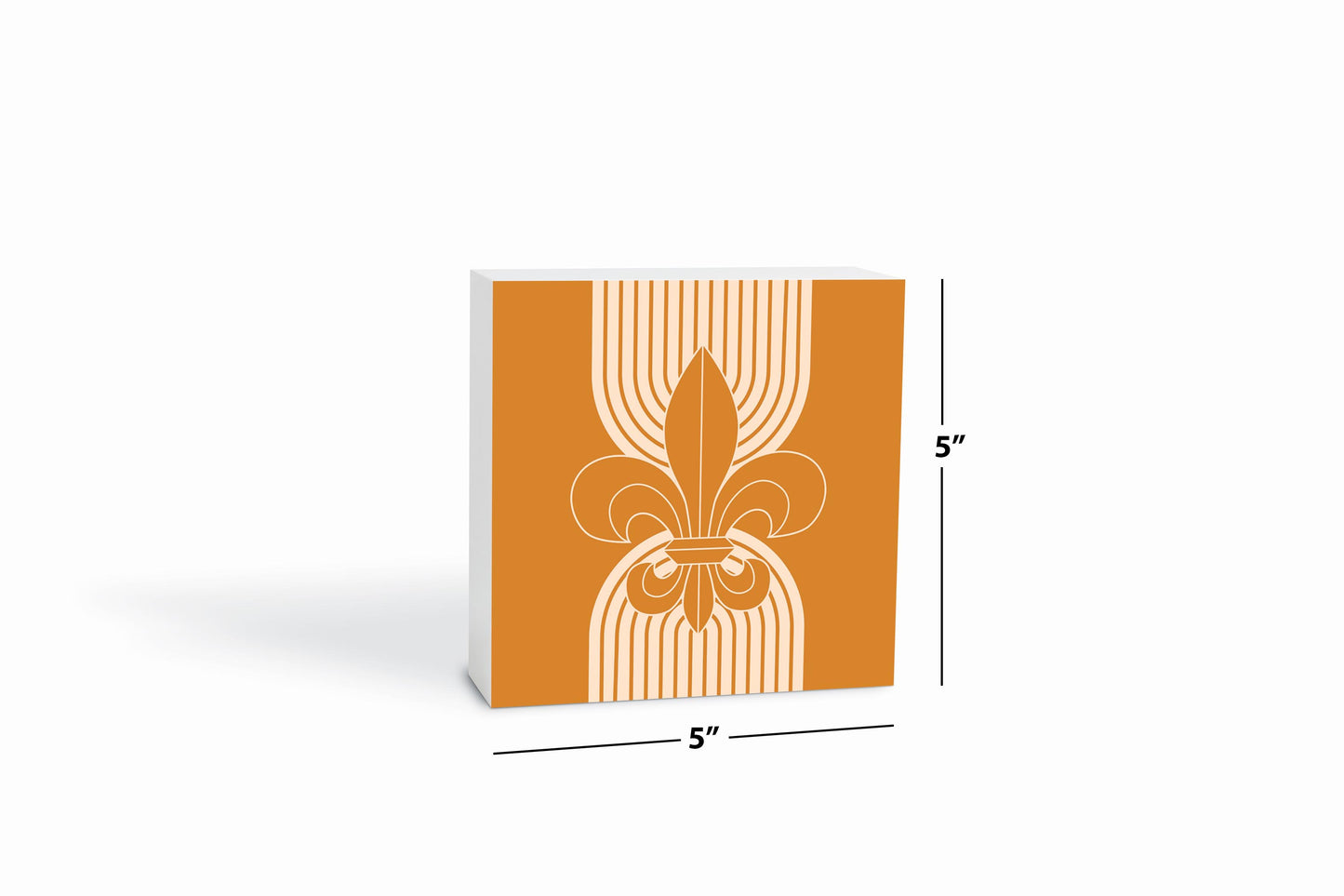 Modern Minimalist Louisiana Orange Fleu De Lis | Wood Block | Eaches | Min 4