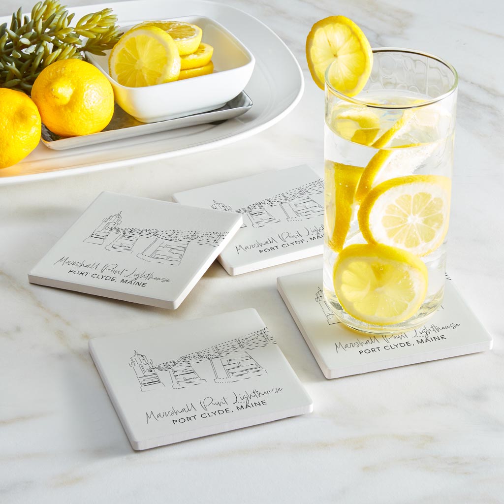 Marshall Point Lighthouse Muted Coastal | Absorbent Coasters | Set of 4 | Min 2