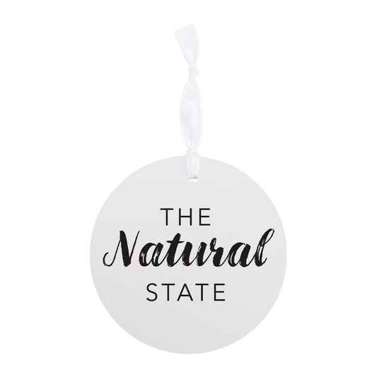 B&W Minimalist Arkansas The Natural State | Wood Ornament | Eaches | Min 6