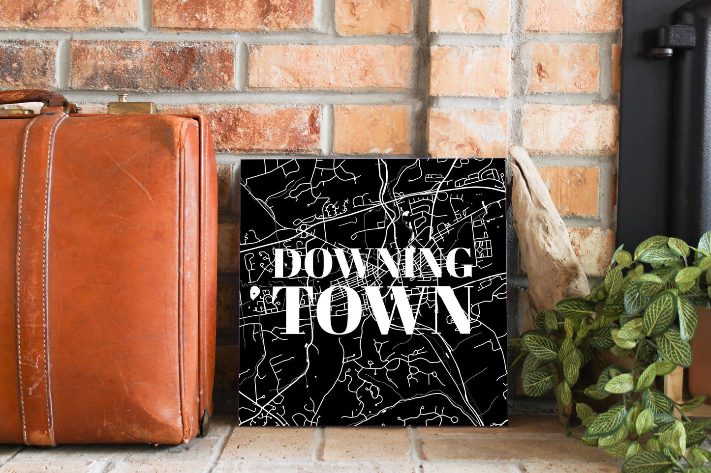 Minimalistic B&W Pennsylvania Downingtown Map | Wood Sign | Eaches | Min 2