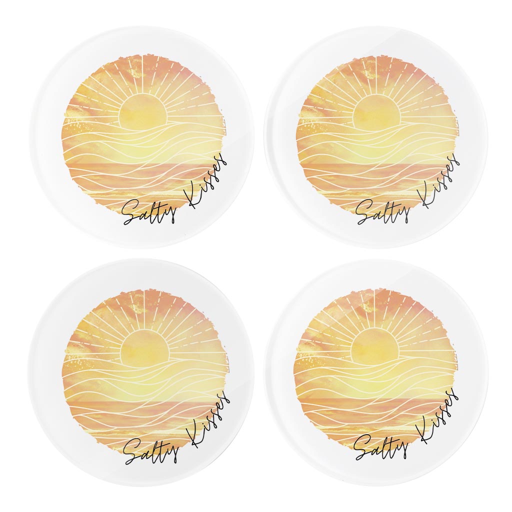 Salty Kisses Orange Art | Hi-Def Glass Coasters | Set of 4 | Min 2