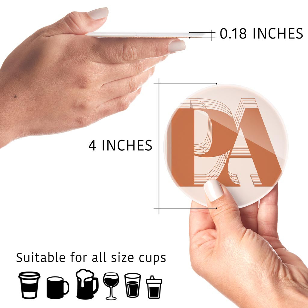 Modern Minimalist Pennsylvania Pa Initials Dark | Hi-Def Glass Coasters | Set of 4 | Min 2