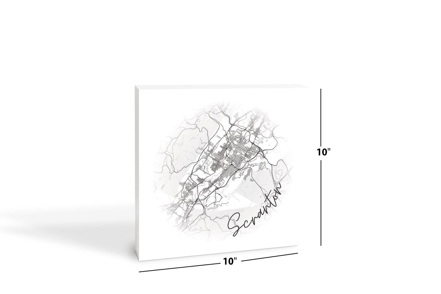 Minimalistic B&W Pennsylvania Scranton Circle Map | Wood Block | Eaches | Min 2