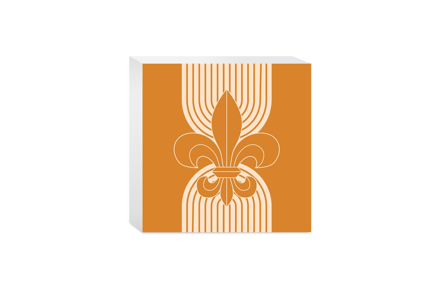 Modern Minimalist Louisiana Orange Fleu De Lis | Wood Block | Eaches | Min 4