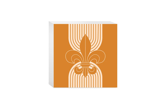 Modern Minimalist Louisiana Orange Fleu De Lis | Wood Block | Eaches | Min 4