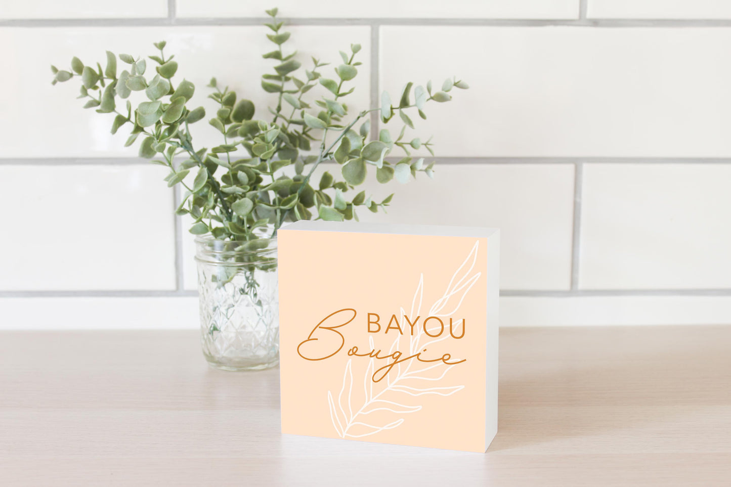 Modern Minimalist Louisiana Bayou Bougie | Wood Block | Eaches | Min 4