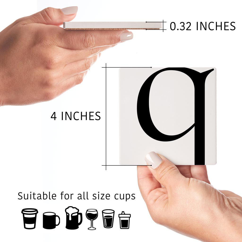 Minimal Monogram Q | Absorbent Coasters | Set of 4 | Min 2