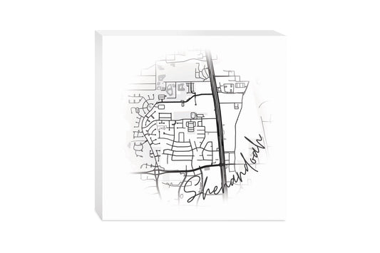 Minimalistic B&W Texas Shenandoah Circle Map | Wood Block | Eaches | Min 2