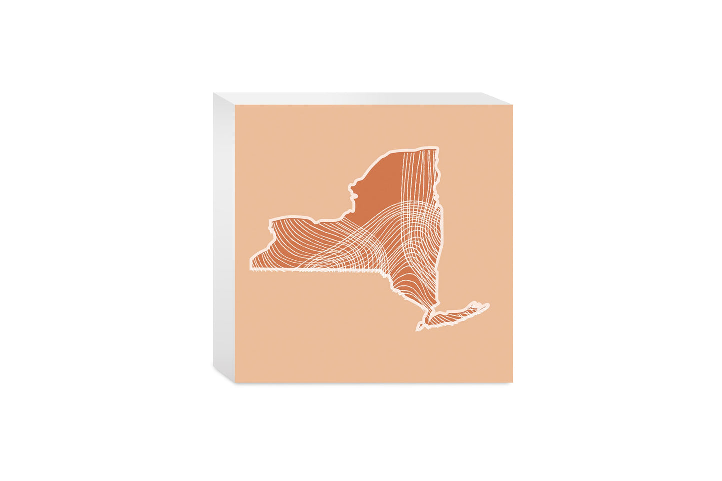 Modern Minimalist New York State Fluid Lines Light | Wood Block | Eaches | Min 4