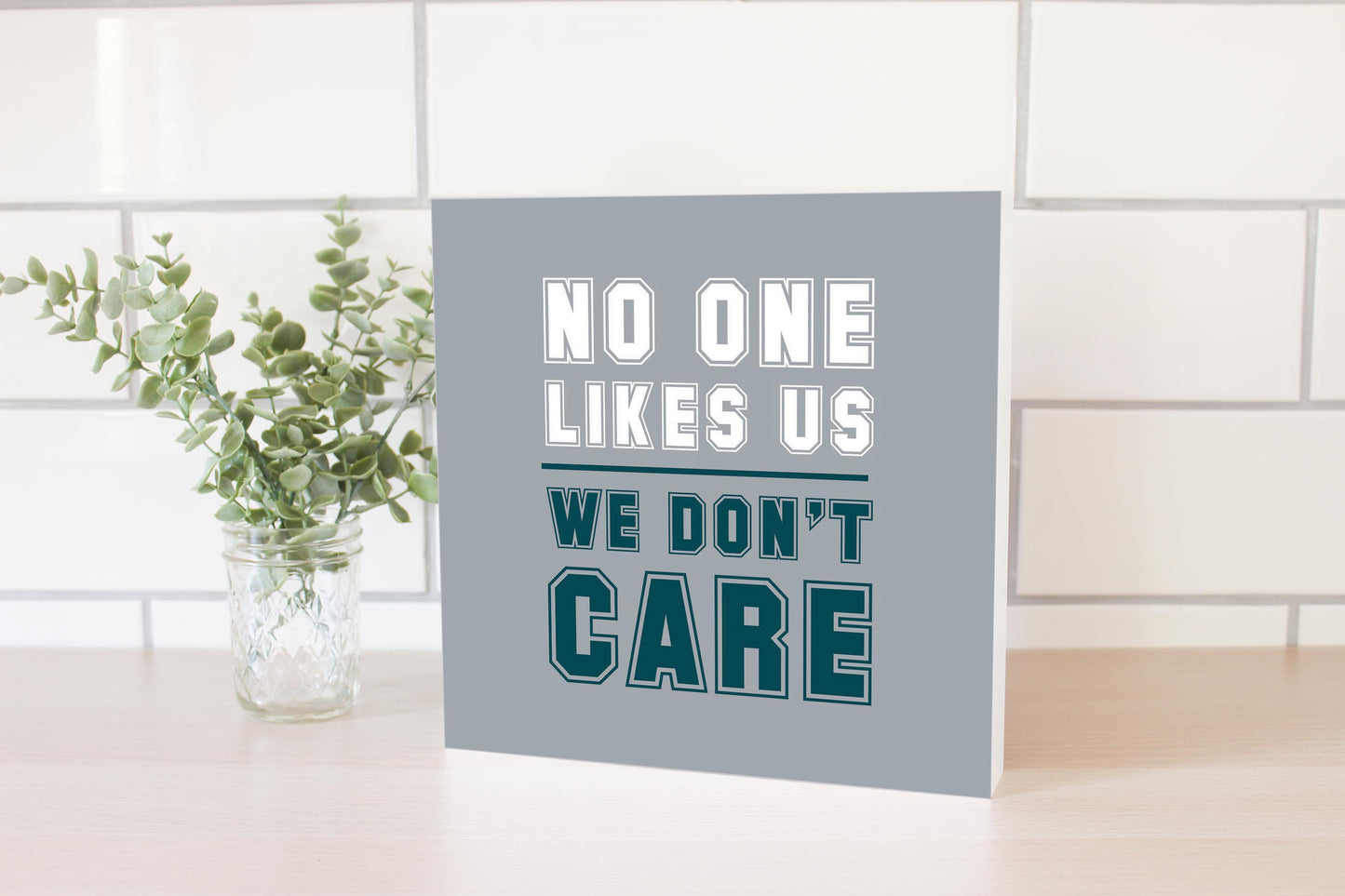 Modern Minimalist Pennsylvania We Dont Care | Wood Block | Eaches | Min 2