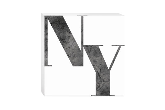 Minimalistic B&W New York White Initials | Wood Block | Eaches | Min 2