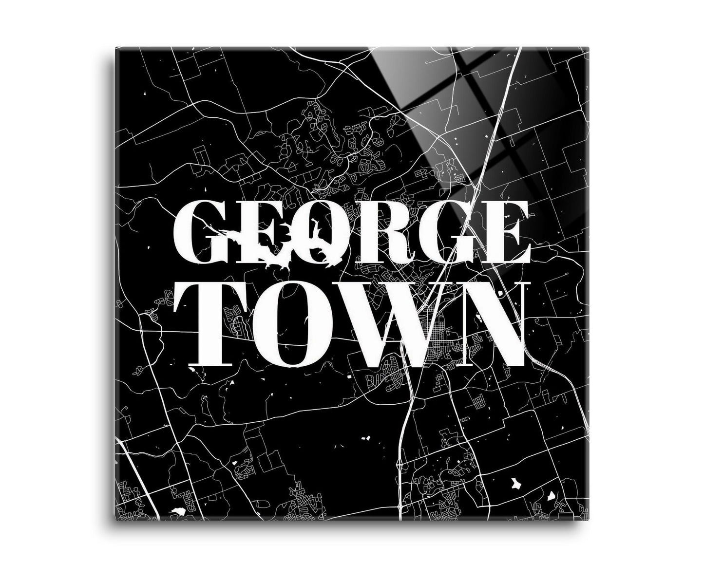 Minimalistic B&W Texas Georgetown Map | Hi-Def Glass Art | Eaches | Min 2