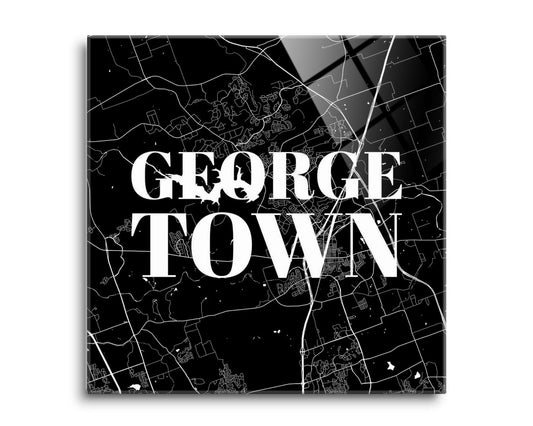 Minimalistic B&W Texas Georgetown Map | Hi-Def Glass Art | Eaches | Min 2