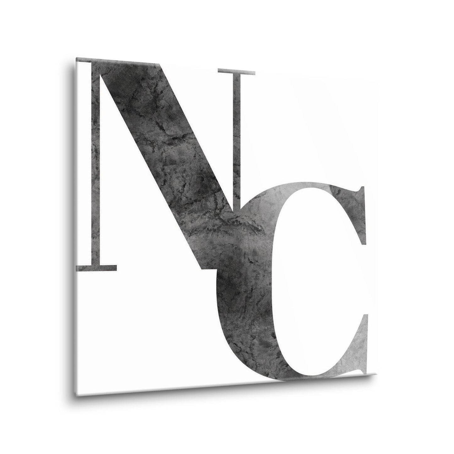 Minimalistic B&W North Carolina White Initials | Hi-Def Glass Art | Eaches | Min 1