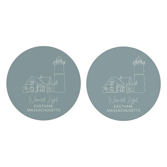 Nauset Light Muted Coastal | Absorbent Car Coasters | Set of 2 | Min 4