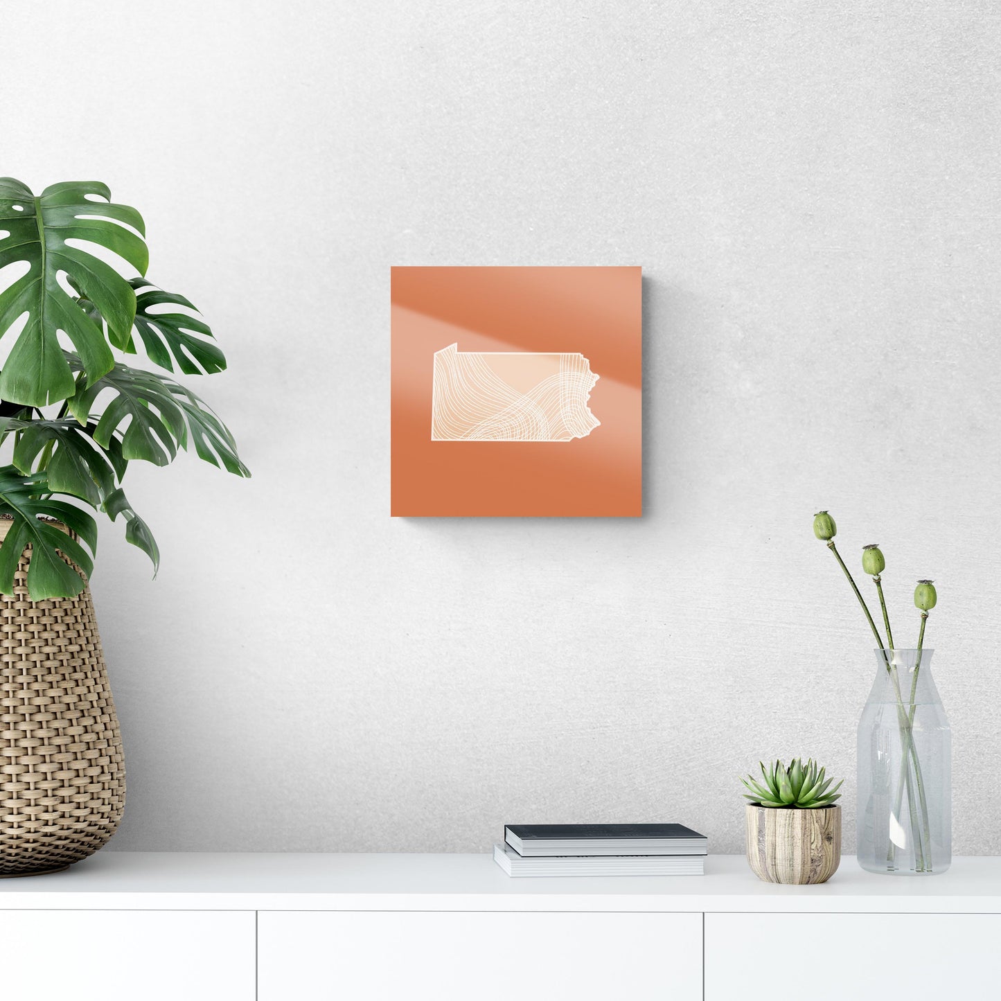 Modern Minimalist Pennsylvania State Lines Light | Hi-Def Glass Art | Eaches | Min 1