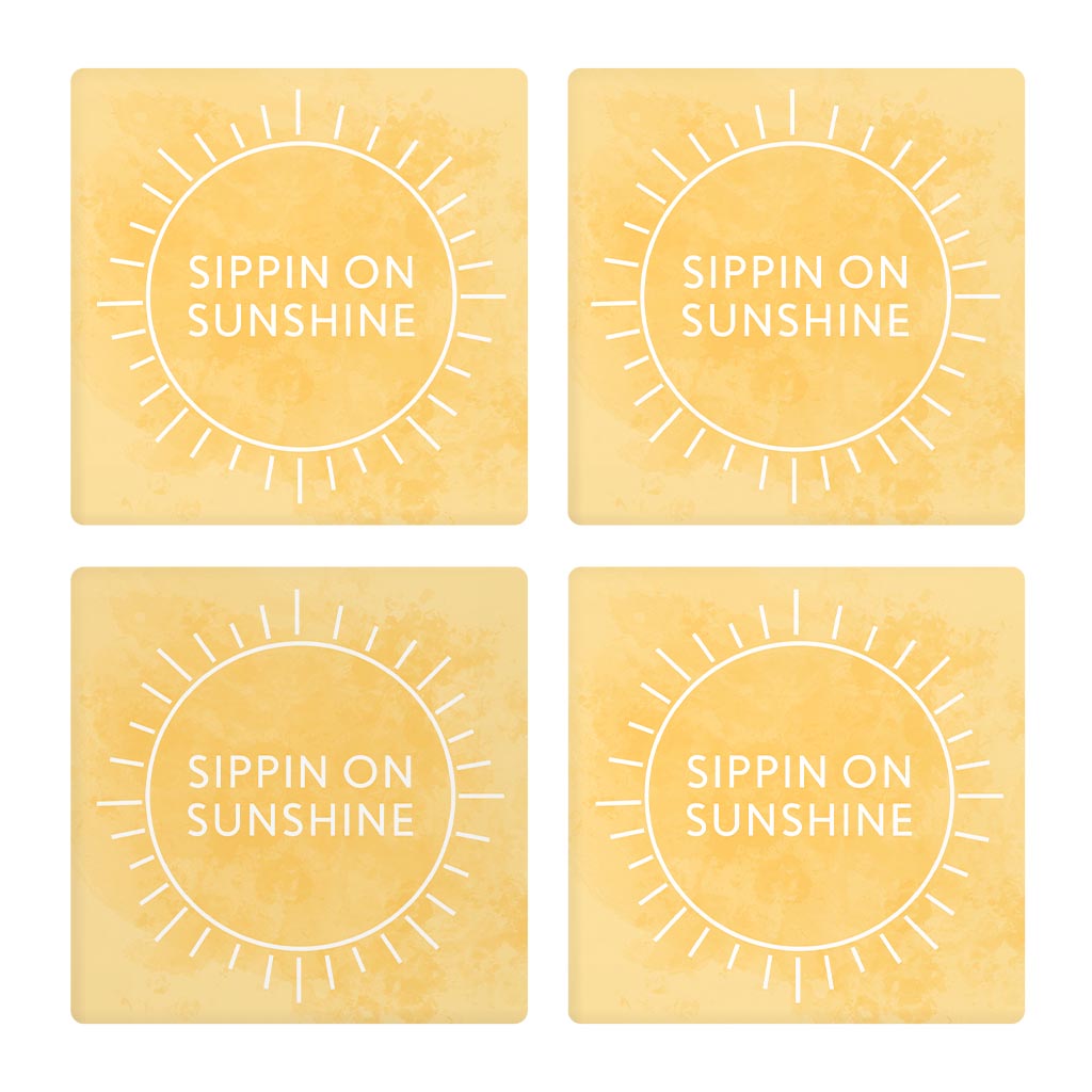 Sippin On Sunshine Yellow | Absorbent Coasters | Set of 4 | Min 2