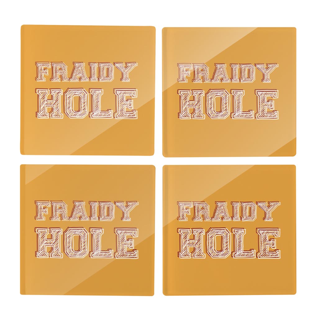 Modern Minimalist Oklahoma Fraidy Hole | Hi-Def Glass Coasters | Set of 4 | Min 2