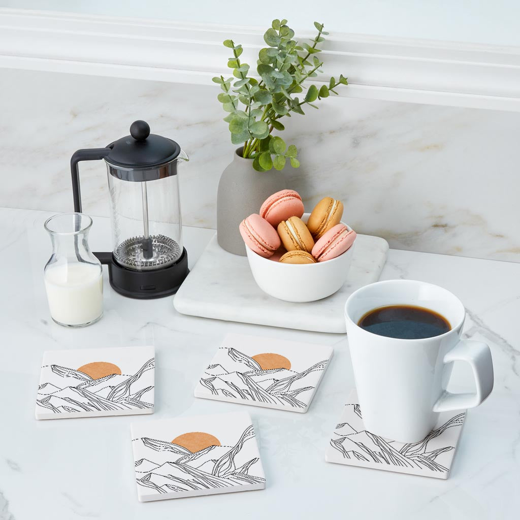 White Mountain Sun Lines | Absorbent Coasters | Set of 4 | Min 2
