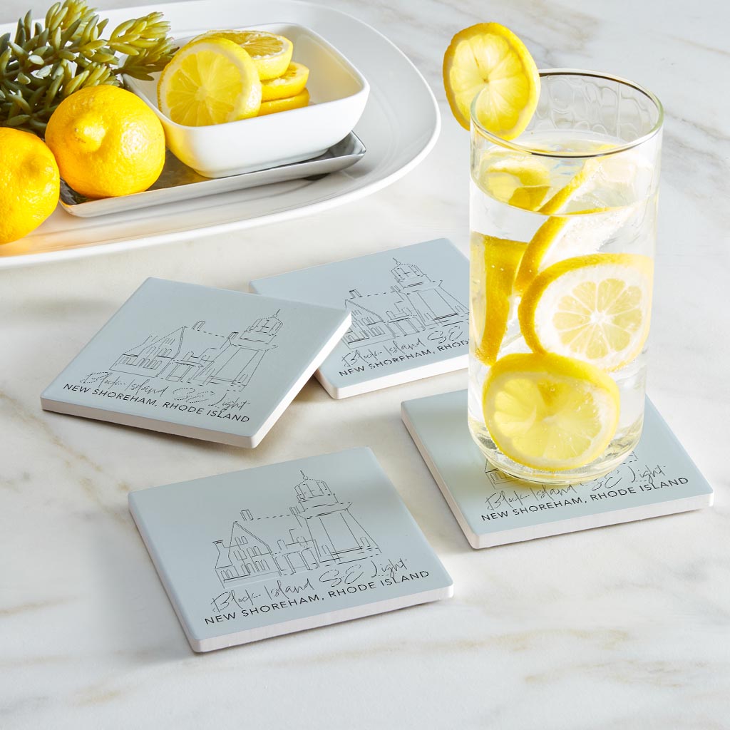 Block Island Se Light Muted Coastal | Absorbent Coasters | Set of 4 | Min 2