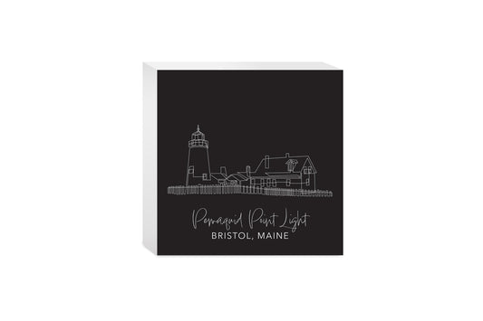 Black Pemaquid Point Light| Wood Block | Eaches | Min 4