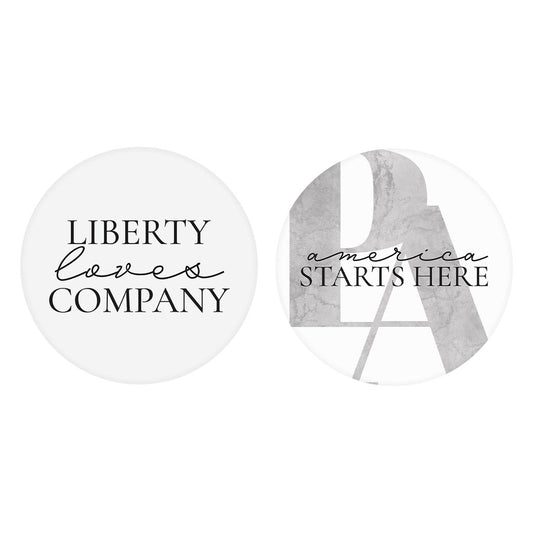 Minimalistic B&W Pennsylvania Quips | Absorbent Car Coasters | Set of 2 | Min 4