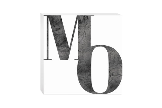 Minimalist B&W Missouri White Initials | Wood Block | Eaches | Min 2