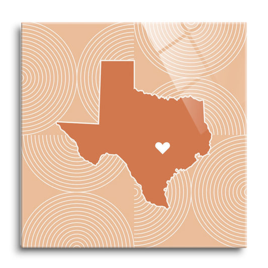 Modern Minimalist Texas Austin Heart | Hi-Def Glass Art | Eaches | Min 1