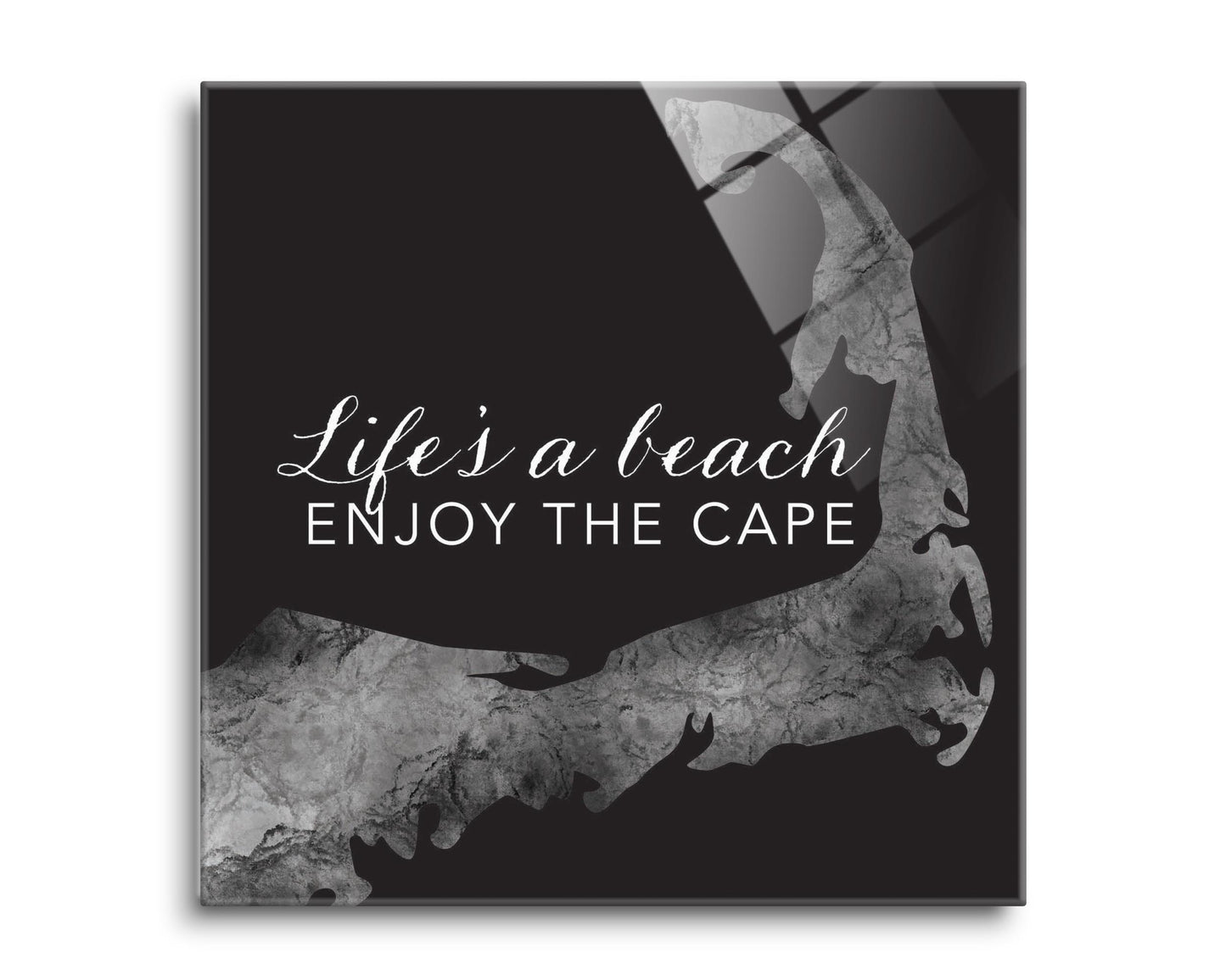 Minimalistic B&W Cape Cod Lifes A Beach | Hi-Def Glass Art | Eaches | Min 2