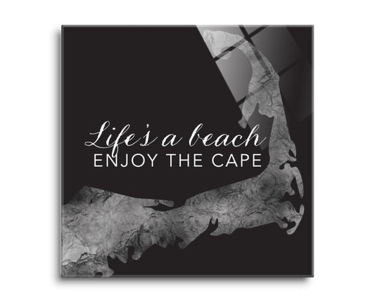 Minimalistic B&W Cape Cod Lifes A Beach | Hi-Def Glass Art | Eaches | Min 2