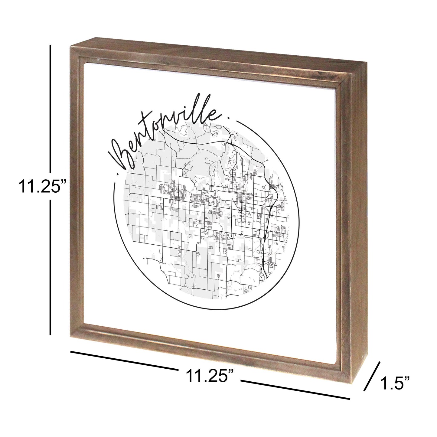 Minimalist B&W Arkansas Bentonville Circle Map | Wood Sign | Eaches | Min 1