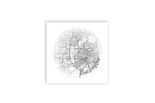 Minimalistic B&W New York Rochester Faded Circle Map | Wood Sign | Eaches | Min 2