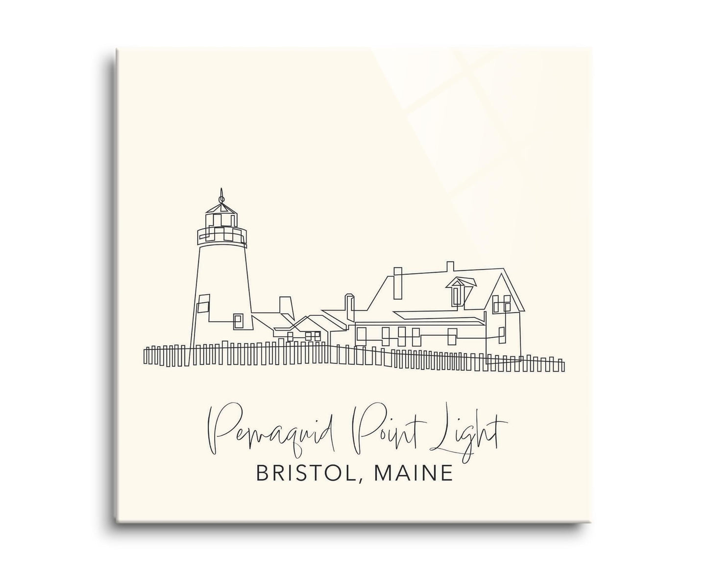Cream Pemaquid Point Light | Hi-Def Glass Art | Eaches | Min 2
