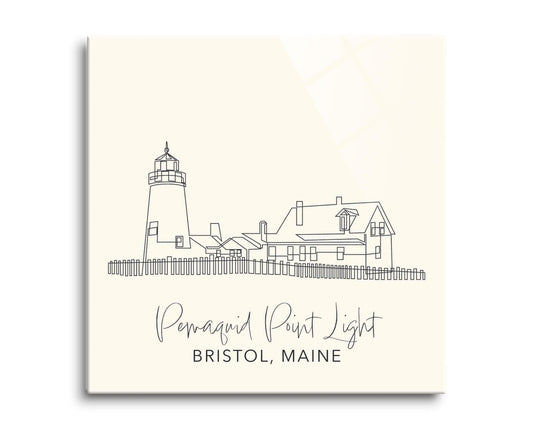 Cream Pemaquid Point Light | Hi-Def Glass Art | Eaches | Min 2