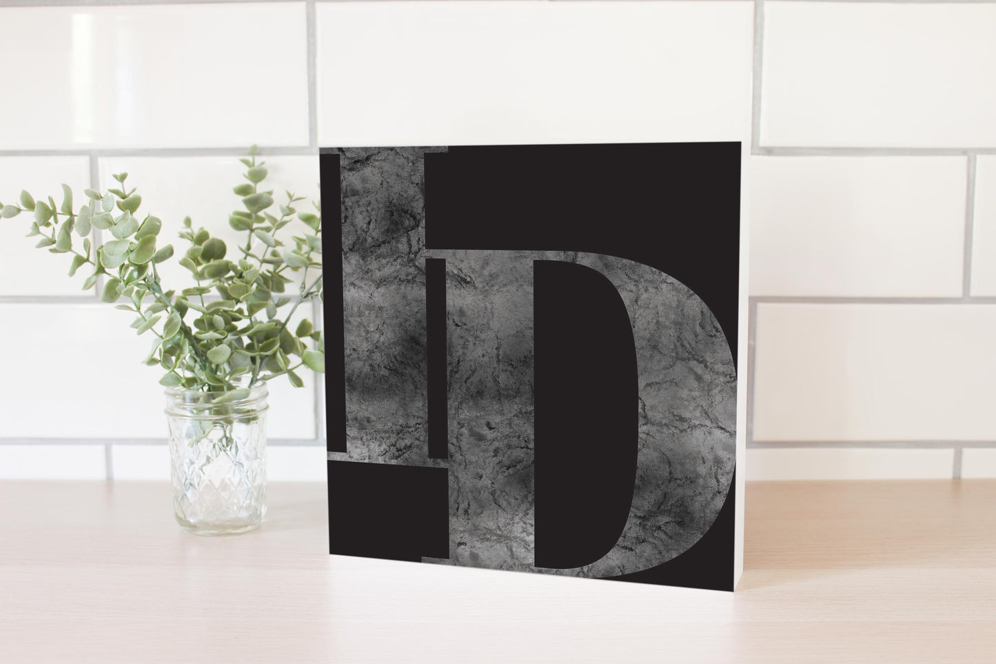 Minimalist B&W Idaho Black Initials | Wood Block | Eaches | Min 2
